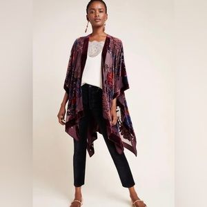 Anthropologie | Boho Velvet Burnout jewel tone kimono. EUC! Fits most.